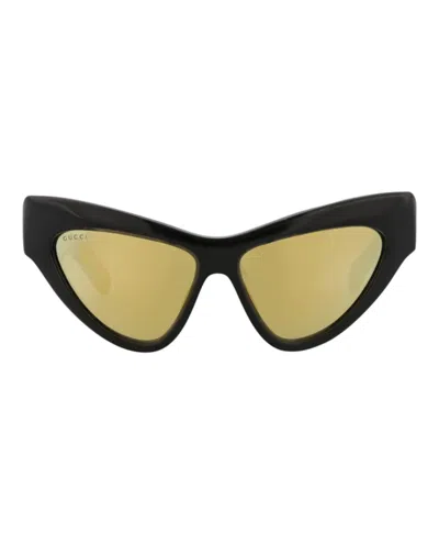 Pre-owned Gucci Women's  Cat Eyeframe Recycled Acetate Sunglasses/30013847002) In Black/gold (gg1294s In Multi