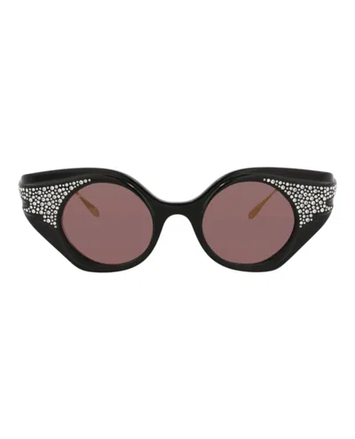 Pre-owned Gucci Women's  Cat Eyeframe Recycled Acetate Sunglasses/30013927001) In Black/gold/brown (gg1327s In Multi