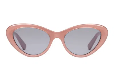 Pre-owned Gucci Women's  Cateye Frame Sunglasses /solid Grey (in Pink/solid Grey (‎706685 J0740 5812)