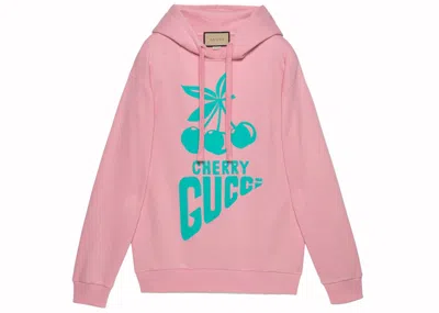 Pre-owned Gucci Women's  Cherry Print Hoodie In Light Blue