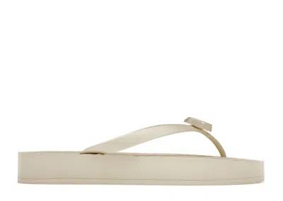 Pre-owned Gucci Women's  Chevron Thong Sandal Rubber Sneakers In White