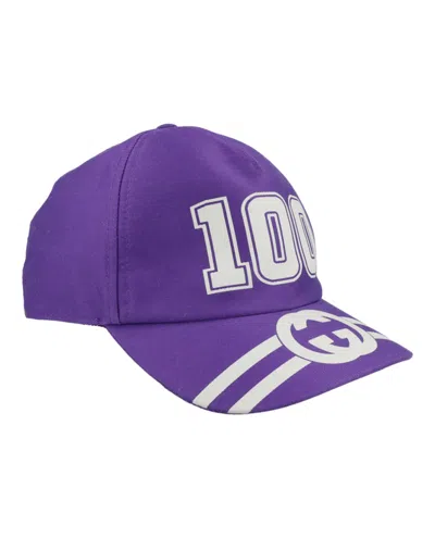 Pre-owned Gucci Women's  College Gg Baseball Cap In Purple