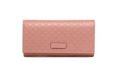 Pre-owned Gucci Women's  Continential Bifold Wallet Microssima In Soft Pink