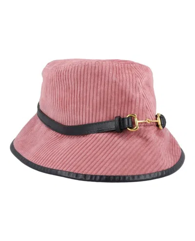 Pre-owned Gucci Women's  Corduroy Horsebit Bucket Hat In Rose/blue