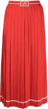 Gucci Pleated Knitted Skirt In Red