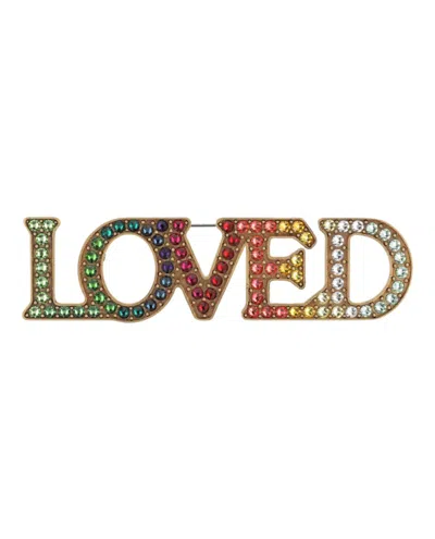 Pre-owned Gucci Women's  Crystalembellished Love Brooch