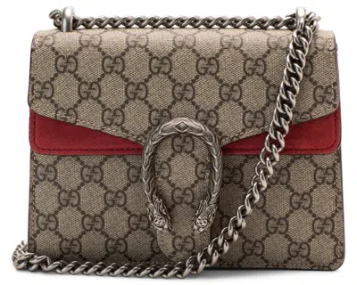 Pre-owned Gucci Women's  Dionysus Gg Supreme Suede Mini In Red