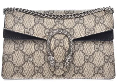 Pre-owned Gucci Women's  Dionysus Gg Supreme Super Mini In Black