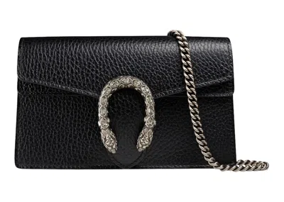 Pre-owned Gucci Women's  Dionysus Leather Shoulder Bag Super Mini In Black