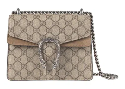 Pre-owned Gucci Women's  Dionysus Mini Bag Gg Supreme In Beige/ebony