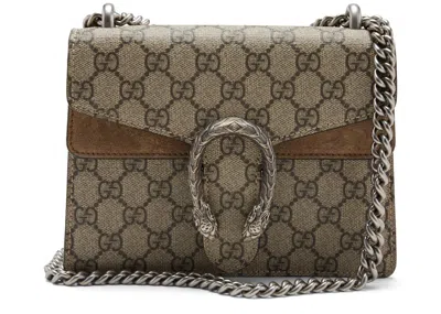 Pre-owned Gucci Women's  Dionysus Shoulder Bag Gg Supreme Mini Brown