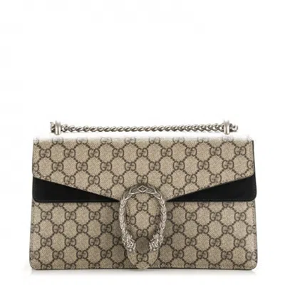 Pre-owned Gucci Women's  Dionysus Shoulder Bag Gg Supreme Small Brown/black In Multi