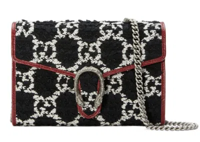 Pre-owned Gucci Women's  Dionysus Shoulder Bag Mini Gg Tweed In Black/white