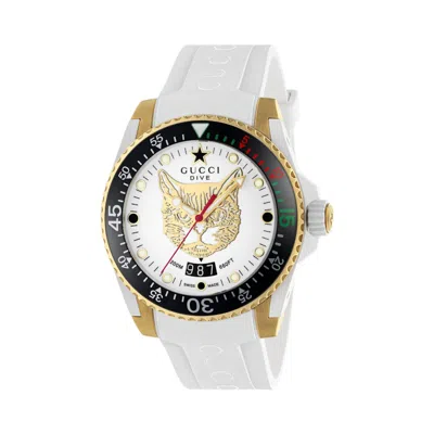 Pre-owned Gucci Women's  Dive 559821 I8610 8504 Watch In Steel/yellow Gold