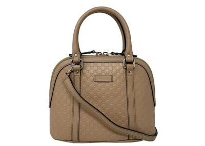 Pre-owned Gucci Women's  Dome Top Handle Microssima Mini In Beige In Sand