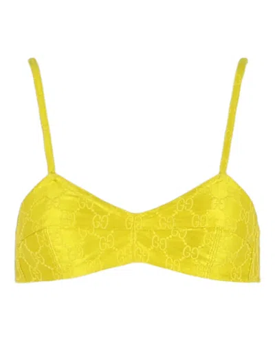 Pre-owned Gucci Women's  Embroidered Silk Bra In Yellow