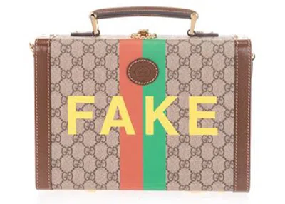 Pre-owned Gucci Women's  'fake/not' Print Crossbody Bag In Multi