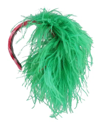 Pre-owned Gucci Women's  Feather Headband In Green