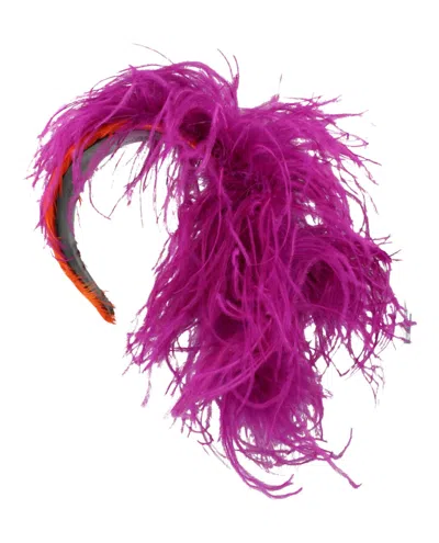 Pre-owned Gucci Women's  Feathered Headband In Purple