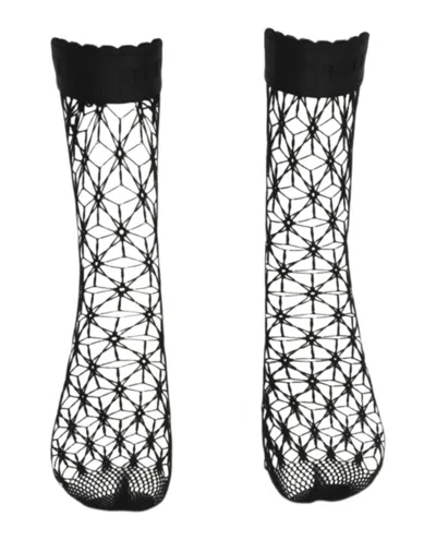 Pre-owned Gucci Women's  Fishnet Ankle Socks In Black