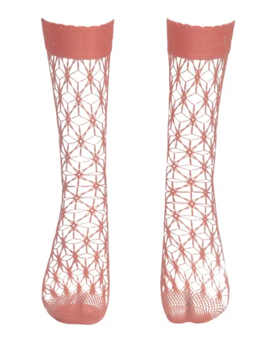 Pre-owned Gucci Women's  Fishnet Ankle Socks In Pink