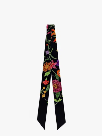GUCCI GUCCI WOMEN GUCCI FLORA PRINTED SILK TWILL NECK BOW