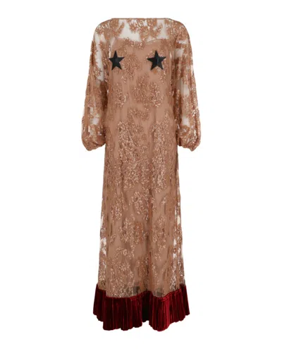 Pre-owned Gucci Women's  Floral Lace Dress In Brown