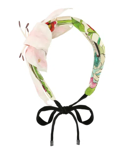 Pre-owned Gucci Women's  Floral Silk Statement Headband In Multi