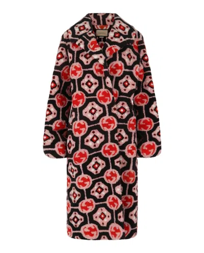 Pre-owned Gucci Women's  Geo Printed Fur Coat In Multi