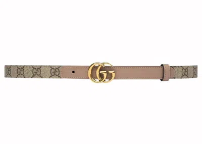 Pre-owned Gucci Women's  Gg Buckle Marmont Thin Belt In Pink/beige