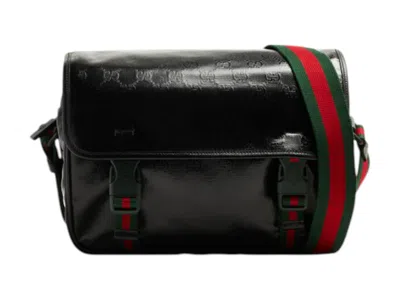 Pre-owned Gucci Women's  Gg Crystal Messenger Bag In Black