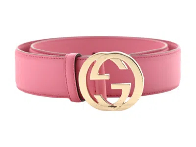 Pre-owned Gucci Women's  Gg Interlocking 1w Belt In Pink
