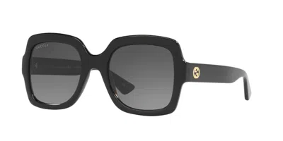 Pre-owned Gucci Women's  Gg Logo Rectangle Sunglasses In Black/gold (gg1337s 002)