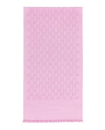 Pre-owned Gucci Women's  Gg Logo Scarf In Rose