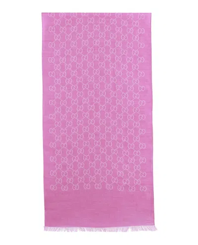 Pre-owned Gucci Women's  Gg Logo Scarf In Roseate Pink