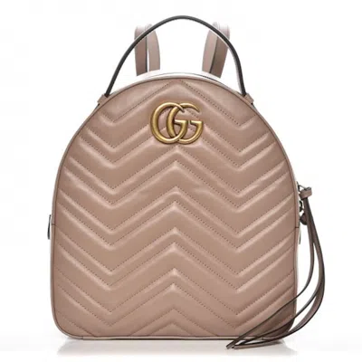 Pre-owned Gucci Women's  Gg Marmont Backpack Matelasse In Dusty Pink