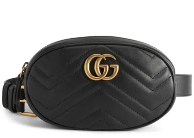 Pre-owned Gucci Women's  Gg Marmont Belt Bag Matelasse In Black