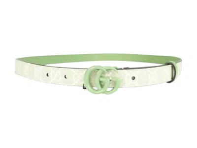 Pre-owned Gucci Women's  Gg Marmont Belt In Light Green