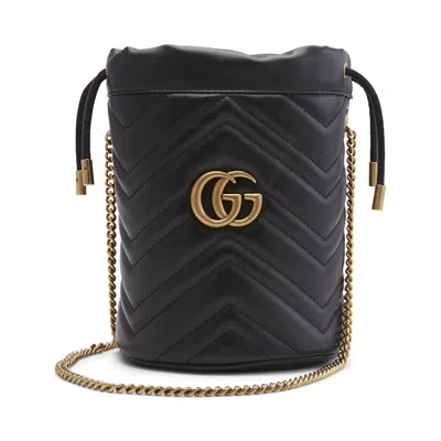 Pre-owned Gucci Women's  Gg Marmont Bucket Bag Mini In Black