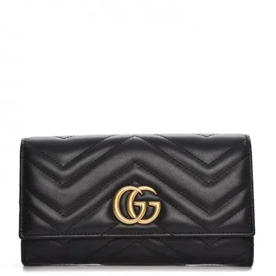 Pre-owned Gucci Women's  Gg Marmont Continental Wallet Matelasse Black In Multi