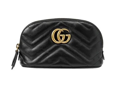 Pre-owned Gucci Women's  Gg Marmont Cosmetic Case In Black