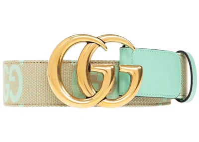 Pre-owned Gucci Women's  Gg Marmont Jumbo Gg Belt Belt In Mint Green