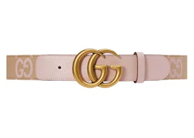 Pre-owned Gucci Women's  Gg Marmont Jumbo Gg Belt In Beige/light Pink