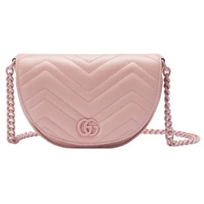 Pre-owned Gucci Women's  Gg Marmont Matelasse Chain Mini Bag In Light Pink