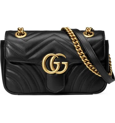 Pre-owned Gucci Women's  Gg Marmont Matelasse Mini In Black
