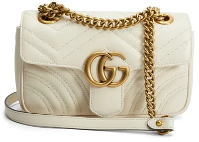 Pre-owned Gucci Women's  Gg Marmont Matelasse Mini In White