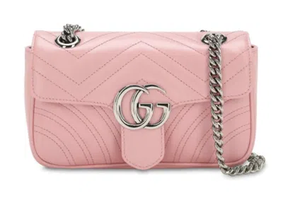 Pre-owned Gucci Women's  Gg Marmont Matelasse Shoulder Bag Mini In Pastel Pink