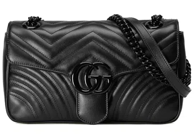 Pre-owned Gucci Women's  Gg Marmont Matelasse Shoulder Bag Small In Black