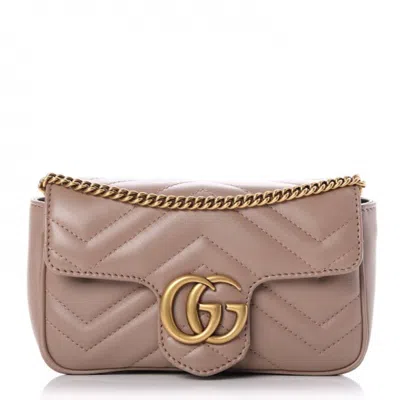 Pre-owned Gucci Women's  Gg Marmont Matelasse Super Mini Bag In Dusty Pink