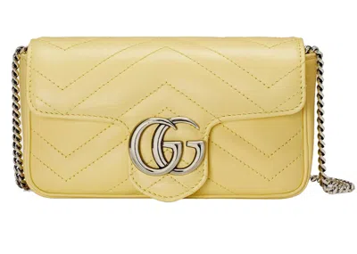 Pre-owned Gucci Women's  Gg Marmont Matelasse Super Mini Bag In Pastel Yellow